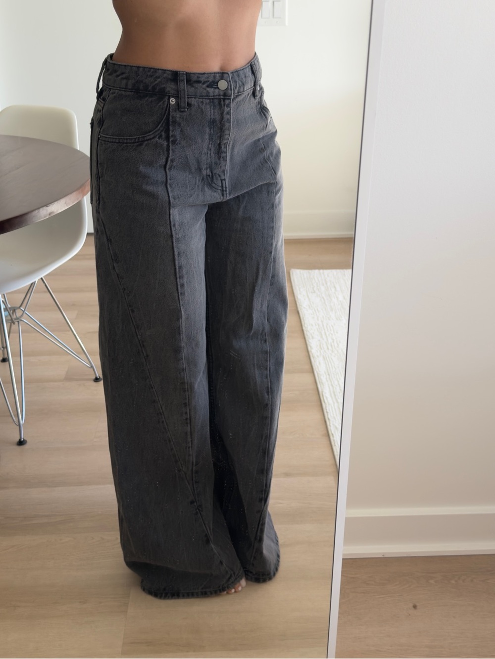 Wide-Leg High-Waist Women’s Jeans - Charcoal Gray